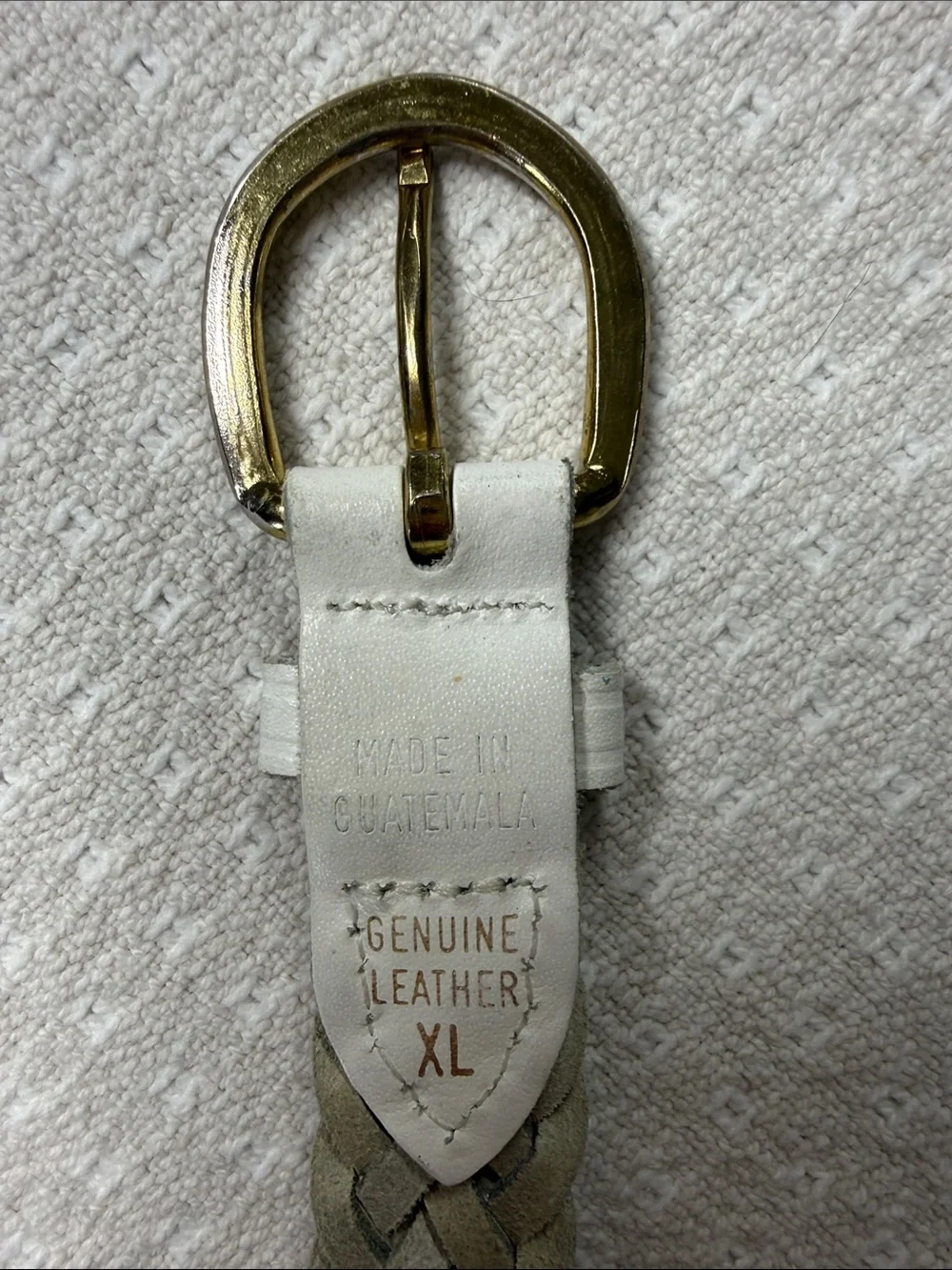 White braided leather belt made in Guatemala size XL